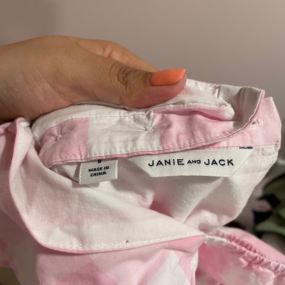 Janie and Jack Pink White Gingham Dress Size 8 - Picture 4 of 4